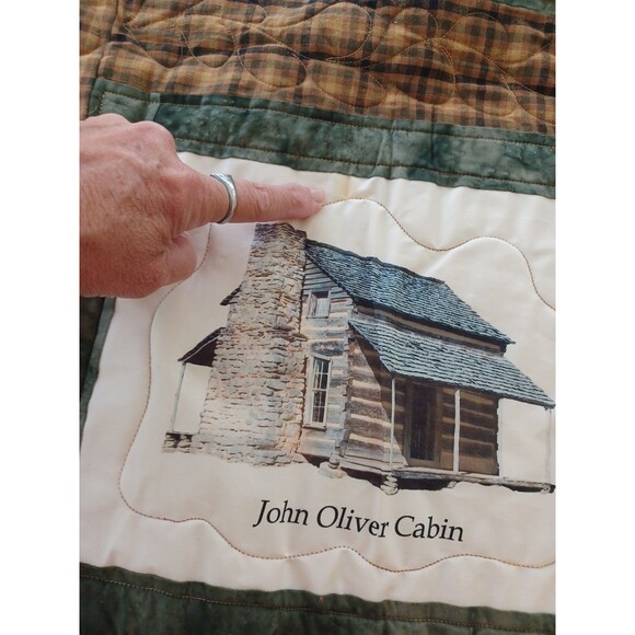 Great Smoky Mountains landmark quilt cabin church patchwork Tennessee coverlet - Picture 12 of 14